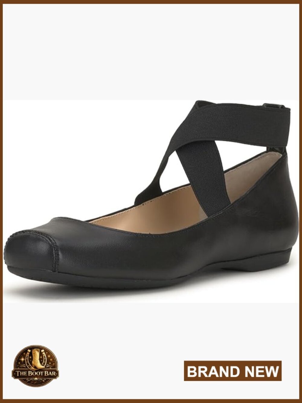 Leather Ballet Flats with Rhinestone Detailing - Cushioned Insole